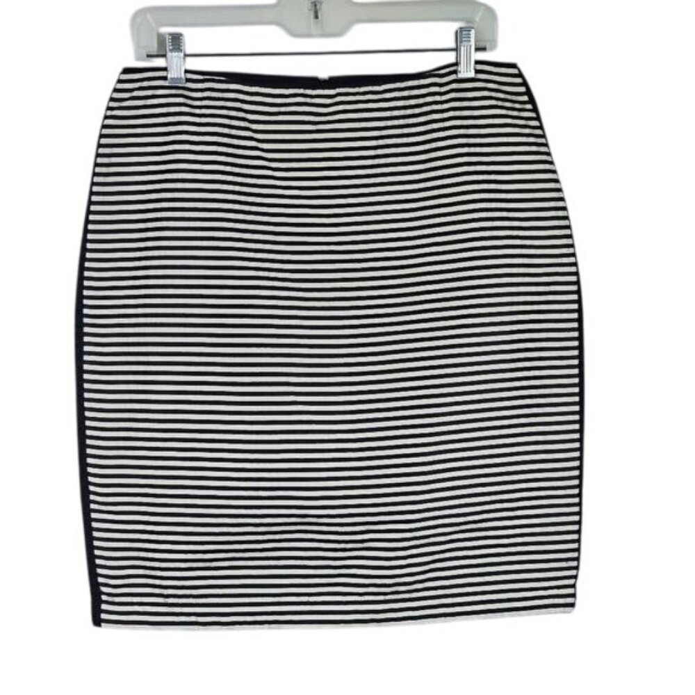 Lafayette 148 New York Breton Striped Pencil Skirt Sz 10 Black White Designer